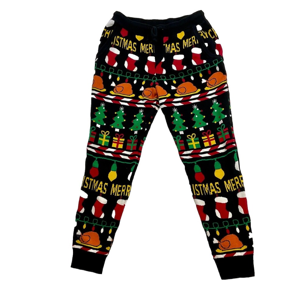 Mossimo Christmas Holiday Jogger Pants Turkey Stocking Lights Festive Size M
